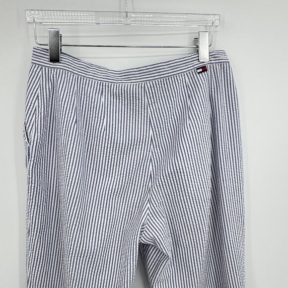 Tommy Hilfiger pants women's 14 ankle seersucker blue white stripe nautical - Picture 5 of 7